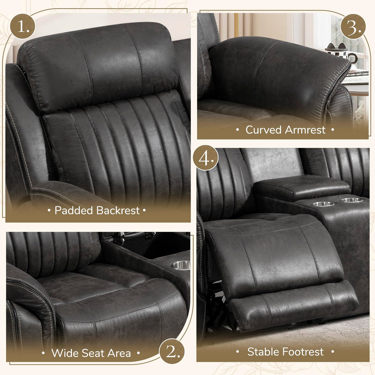 Neptane Power Loveseat Recliner Sofa with Zero Gravity, Adjustable Headrest, Power Reclining Loveseat with Console, Dual Ports, Wall Hugger Love seat Recliner for Living Room (Charcoal, Loveseat) Neptane