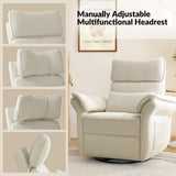 HULALA HOME Nursery Glider Recliner with Adjustable Headrest and Armrests, Power Swivel Rocker Recliner Chair with USB Port and Storage Bags, GREENGARD, FSC, CertiPUR-US® Certified, Beige HULALA HOME