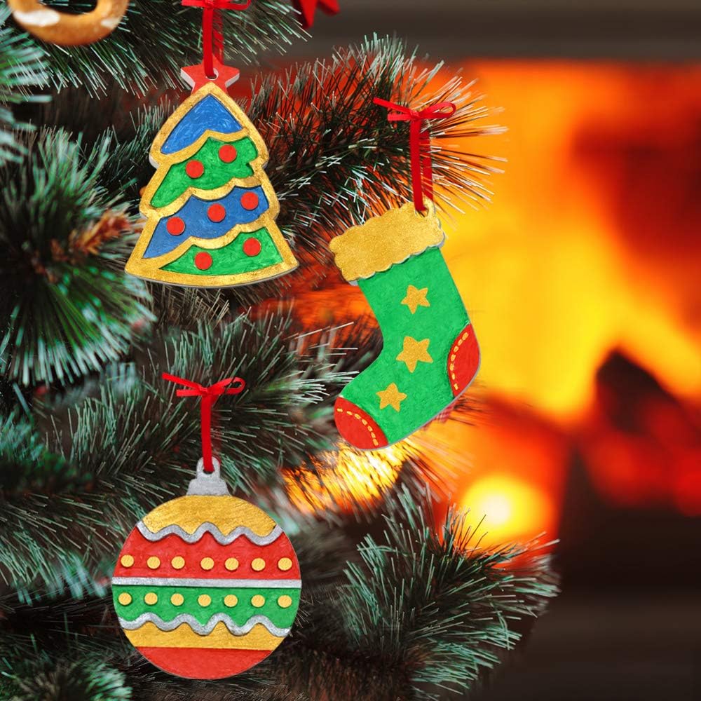 Christmas Crafts for Kids - DIY Christmas Tree Decorations Resin Ornaments Kits (Includes Paints Brushes) - Stocking Stuffers DIY Xmas Ornaments for KidsToddlers Girls Boys Ages 3-5 4-8 8-12 ORIENTAL CHERRY