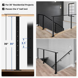 Gyykzz 36" Cable Railing Post, 4 Pack Flat Top Level Drilled Line Post with Cable Grommet, Stainless Steel Black Powder Coated Finish Handrail Post, Heavy-Duty Wire Railing Post for Wood/Concrete Deck Gyykzz