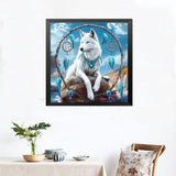 DIYDECORFUN Wolf Dreamcatcher Diamond Art Kits for Adults,Animal Diamond Painting Kit for Begninner,Full Round Drill Wolf 5D Diamond Dots Gem Arts and Crafts Kits for Adults Home Wall Decor 12x12IN DIYDECORFUN