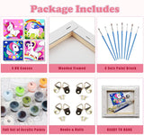 4 Pack Cartoon Paint by Number for Kids with Wooden Frame, Cartoon Paint by Numbers for Kids Ages 4-8-12, Easy Painting with Numbers DIY Acrylic Oil Painting Kits for Home Wall Decor (8X8 inch) xackcme