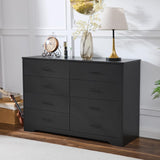 Black Dresser for Bedroom Wooden, 8 Drawer Dressers & Chests of Drawers, Modern Wood Tall Dresser, 48 Inches Wide Chest of Drawers for Bedroom, Hallway, Living Room LIDYUK