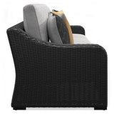 Signature Design by Ashley Beachcroft Casual Weather Resistant 2-Piece Outdoor/Indoor Loveseat with Cushion and 4 Toss Pillows, Black & Light Gray Signature Design by Ashley