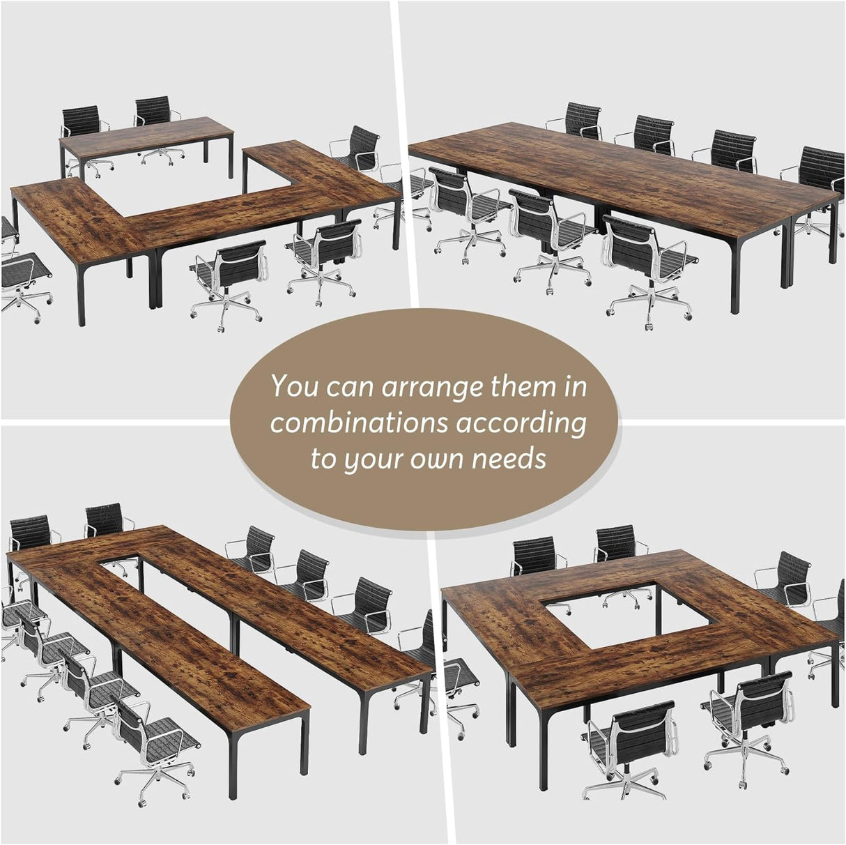 Tribesigns 13FT Conference Table,Large Rectangle Meeting Seminar Table for 10-14 Person,Long Business Tables (Only Table) Tribesigns