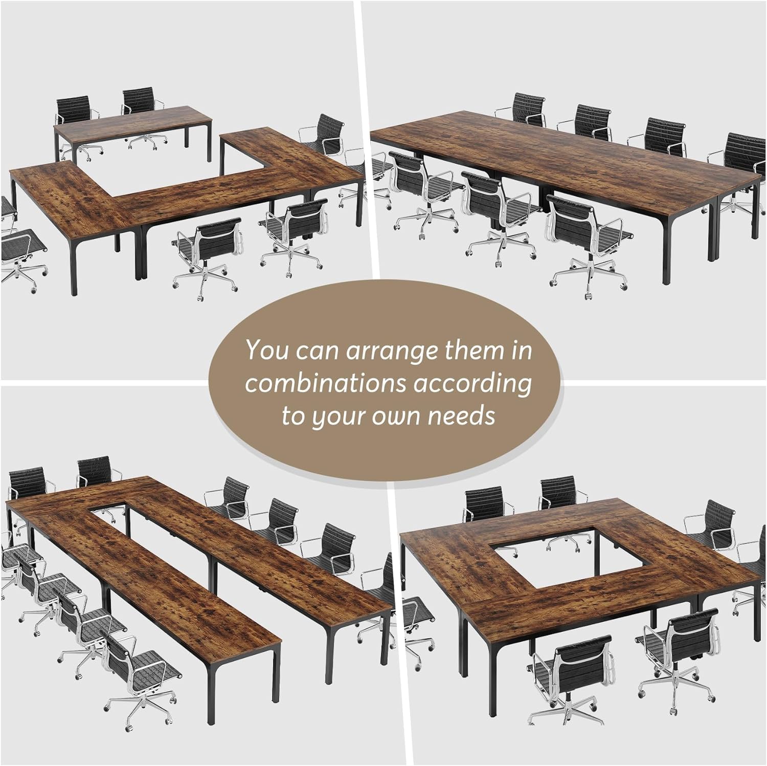 Tribesigns 13FT Conference Table,Large Rectangle Meeting Seminar Table for 10-14 Person,Long Business Tables (Only Table) - WoodArtSupply