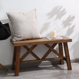 Wnutrees 30" Farmhouse Wood Bench, Rustic Solid Wood Entryway Bench Seat with Double X-Structure for Dining Room, Living Room, Hallway, Structural Stability, Natural Wnutrees