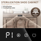 VFF Shoe Cabinet with 2 Flip Drawers, LED Touchscreen Shoe Storage Organizer with Wooden Legs, Narrow Freestanding Entryway Shoe Storage for Hallway and Bedroom (Rustic Brown) VFF