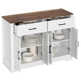 BOTLOG Farmhouse Buffet Cabinet with Storage, 47.2" Storage Cabinet with Drawers, Barn Doors, Sideboard, Bar Cabinet for Kitchen, Dining Room, Hallway, White BOTLOG