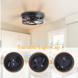 Litaddscen 2 Pack Black Farmhouse Flush Mount Ceiling Light,2-Light Rustic Hallway Light Fixtures,Industrial Lighting Fixtures Ceiling Mount for Kitchen Hall Entry Bedroom Closet Litaddscen