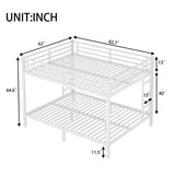 Queen over Queen Bunk Bed, Metal Bunk Bed with High Guardrail and Built-in Ladder, Heavy-Duty Queen Bunk Bed Frame for Kids,Teens, Adults, Metal Slats Support, No Box Spring Needed, White Harper & Bright Designs