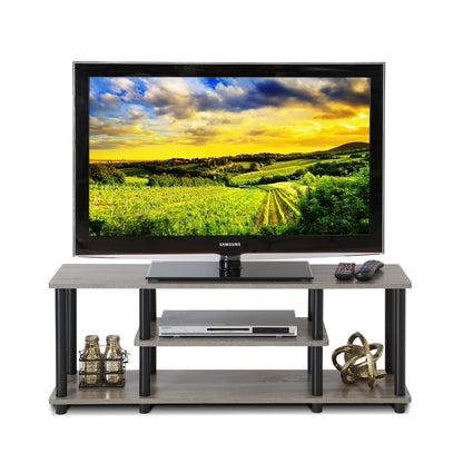 Furinno Turn-N-Tube No Tools 3D 3-Tier Entertainment TV Stand up to 50 inch TV, Round Tubes, French Oak Grey/Black