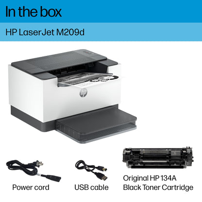 HP Laserjet M209d Laser Printer, Black and White, Automatic Duplex, USB Cable Included, Best for Home Office (8J9L0F)