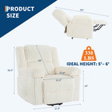Garvee Corduroy Recliner Chair, Manual Recliner Sofa with Handle, Pillow Top Arms, Thick Padding, Side Pocket, 330Lbs Capacity, Adjustable Recliner for Living Room, Bedroom, Home Theater, White Garvee