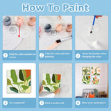 hkejoi 4 Pack Flowers Paint by Numbers Kit for Adults Framed - Small Easy Adult Paint by Numbers Kits, Acrylic Oil Painting Perfect for Home Wall Decor 8X8 Inch hkejoi