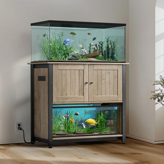 Tatub 40-50 Gallon Fish Tank Stand with Power Outlets, Metal Aquarium Stand with Accessories Storage, Heavy Duty Fish Tank Table Suitable for Turtle Tank, Reptile Terrarium, 1000LBS Capacity - WoodArtSupply