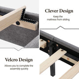 Forrise Full Size Upholstered Bed Frame with LED Lights and USB Ports - Modern Noise-Free Design in Grey Forrise