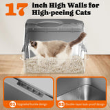 Pawtners Stainless Steel Cat Litter Box, XL Extra Large Kitty Litter Pan, Front Entry Top Exit Hooded Metal Cat Toilet for Odor Control with Removable Lid & Scoop, Anti-Leakage, Easy to Clean Pawtners