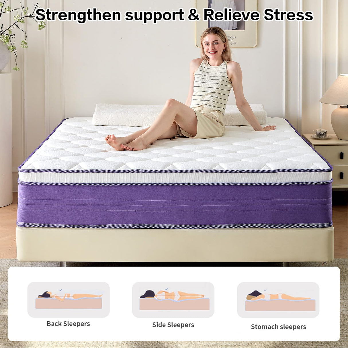 Niqooia Queen Mattress,12 Inch Queen Size Mattresses in a Box, Dual-Sided Comfort Medium Firm & Plush, Memory Foam Mattress for Pressure Relief & Cool Sleep, CertiPUR-US Certified, Safe Foams & Fabric Niqooia