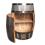 Solid Wood Oak Barrel Wine Cabinet with Locking Door - Decorative Beer Barrel Display - Natural Wood Storage - Perfect Wine Cellar Decoration VUFVOID