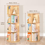 OOOK Rotating Bookshelf for Kids & Adults, 4-Tier 360° Spinning Solid Wood Book Organizer, Space-Saving Floor Standing Bookcase for Study Room, Bedroom, Living Room, Office OOOK