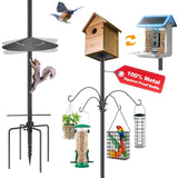 92 Inch Smart Bird Feeder Pole with Auger Anchor for Outdoor,Heavy Duty Adjustable Bird House Stand Pole,BirdHouse Post Mount Kit, Metal Squirrel Proof Baffle, 4 Shepherd Hooks (No Bird House/Feeders) SLIIMU