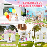 FINCOME Inflatable Bounce House for Kids, White Bounce House with Slide, Jumping Bouncy Castle for Kids Birthday Party, Wedding, Backyard Indoor/Outdoor White (with Blower) FINCOME