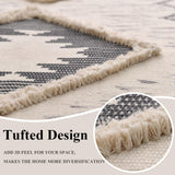 Boho Runner Rug 2'x6', Washable Hallway Rug Runner Non Slip Rubber Backed, Kitchen Farmhouse Area Rug Floor Mat with Tassels, Tufted Woven Cotton Entryway Carpet, Grey DXGJOKR