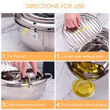 cuomaop Deep Fryer Pot, 304 Stainless Steel Japanese Frying Pot with Oil Drain, Temperature Control and Lid, Tempura Deep Fryer Pot for Kitchen Stove/Induction Cooker French Fries Fryer Chicken 9.4" cuomaop