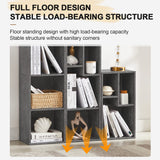 VECELO 3-Tier Small Bookcase, 4 Cube Bookshelf with Height Difference Shelves for Most Books, Modern Floor Standing Unit, Each Shelf Hold Up to 66 LBS for Living Room Bedroom, Grey VECELO