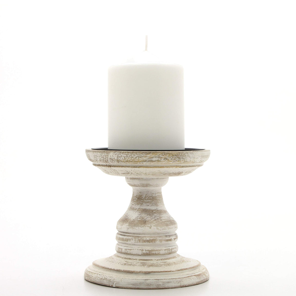 Hosley's Set of 2 White Wood Pillar Holders - 5" High. Ideal Gift for Weddings, Special Occasion, Spa, Aromatherapy Settings, Candle Gardens W1 Hosley