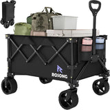 Folding Wagon Cart with Wheels Foldable - Collapsible Wagons Carts Heavy Duty, Fold Up Portable Utility Wagon for Grocery Beach Sports Fishing Camping Shopping ROSONG ROSONG