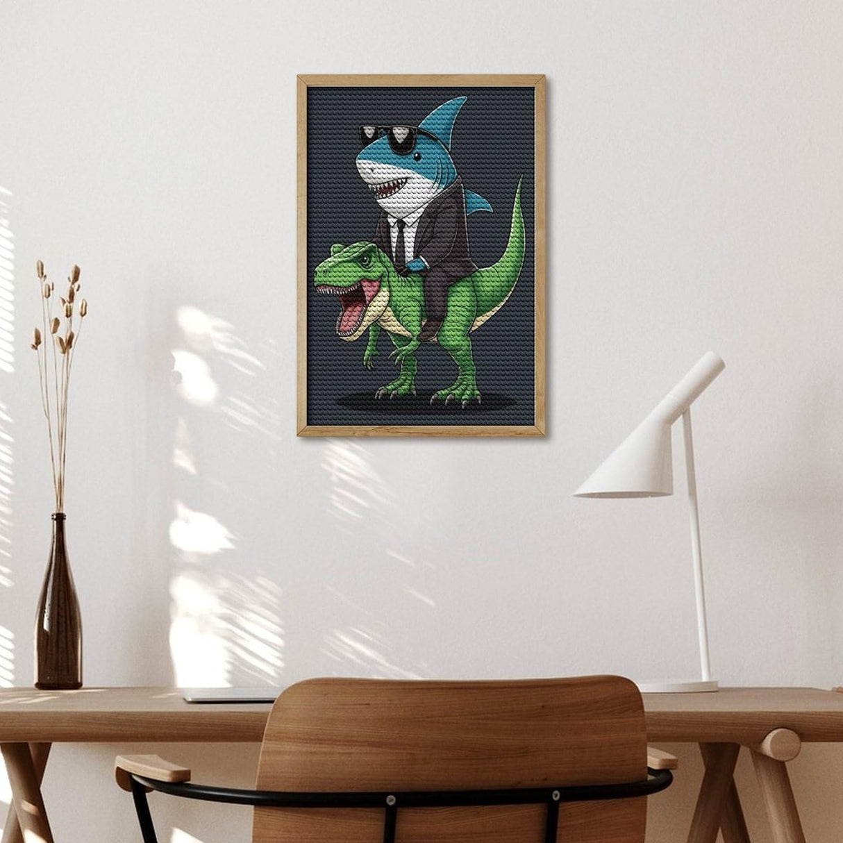 ETTUWNUI Diamond Painting Kits for Adults - Shark Riding Dinosaur Painting DIY 5D Full Drill Diamond Dots Paintings with Diamonds Gem Art and Crafts Home Decor 8"x12" ETTUWNUI