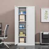 Firstsky Metal Garage Storage Cabinet with Lock, 71" Lockable Garage Cabinet with Doors and Shelves, Steel Lockable File Cabinet, Locking Tool Cabinets for Home, Office, Garage(White, 71 inch) Firstsky