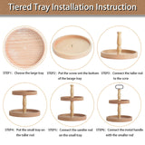 Krismax Decorative Tray - Two Tiered Tray Stand, Rustic Round Farmhouse Style Tiered Tray Decor, Farmhouse 2 Tiered Serving Tray, Holiday Decoration Wooden Tray for Coffee Table Display Stand(Brown) Krismax