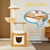 Made4Pets Cat Tree with Litter Box Enclosure, 2-in-1 Modern Cat Tower for Indoor Cats, 48.6" Wood Kitten Condo with Scratching Post and Hammock, Removable Scratch Pad for Large Cats MADE 4 PETS