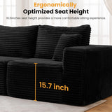 136" U Shaped Cloud Couch Sectional Modular Couch with Deep Seat, 6 Seater Corduroy Couches, Boneless Sofa with 2 Removable Ottomans, Sectional Couches for Living Room, No Assembly Required, Black MODNEST