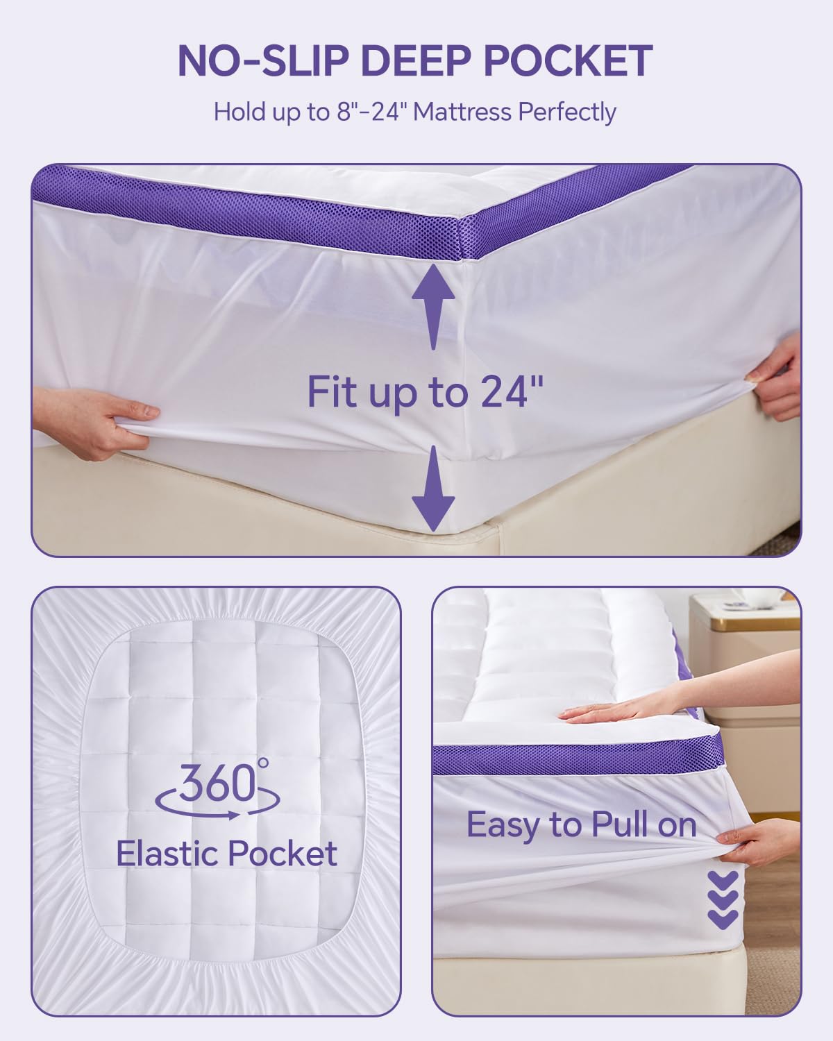 ChiXpace Dual Layer 4 Inch Memory Foam Mattress Topper Queen - 2 Inch Gel Memory Foam and 2 Inch Pillow Top Mattress Pad, 7-Zone Egg Crate Mattress Topper ChiXpace