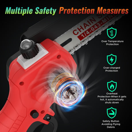 6 Inch Mini Chainsaw Cordless, 24V 2000mAh Rechargeable Battery, Auto-Oil, Lightweight & Safe Chainsaw for Women/Men/Seniors/Craftsman, Garden Tree Cutting, Wood Pruning Tool SOUSKY