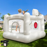 White Bounce House for Kids 2-8 Indoor Bouncy Castle with Pump Toddler Bounce House PVC Waterproof Materials Easy to Clean Outdoor Toddler Toys 68 x 68 x 58.2 inch iLink-outer