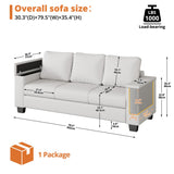 LIKIMIO Sofas Couches for Living Room, with Storage Wide Armrest, 80" Chenille 3 Deep Seater Couch, Skin-Friendly, Easy to Install(Beige) LIKIMIO