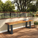 ERGOMASTER Outdoor Bench, 57.5" Acacia Wooden Dining Bench with Steel Legs, 1 Pack ERGOMASTER