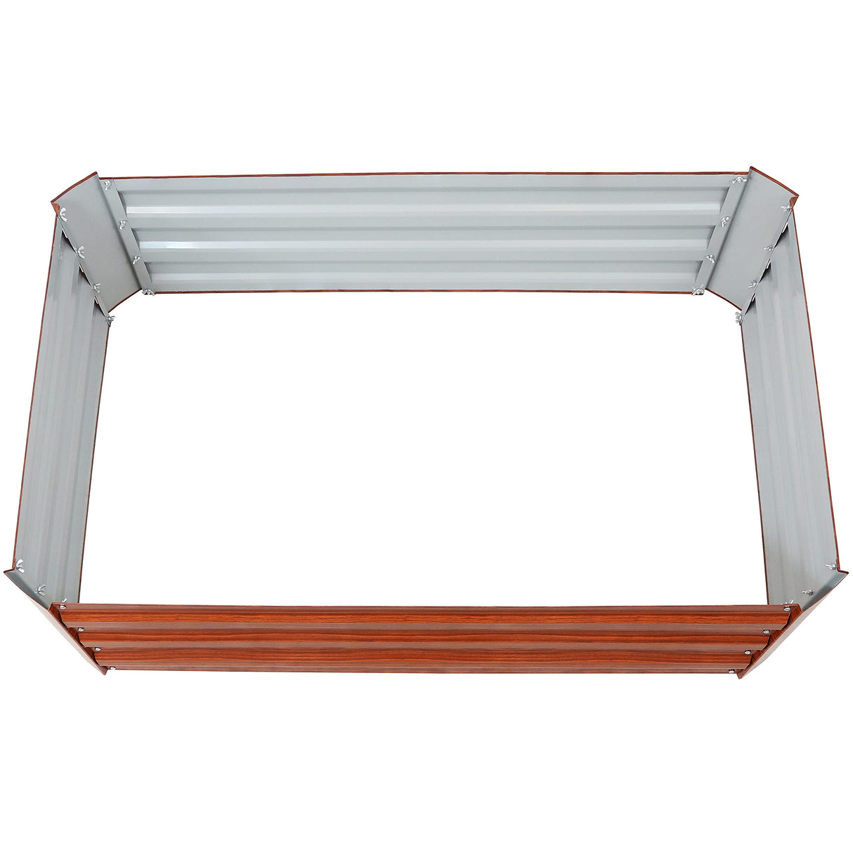 Sunnydaze 11.75" H Raised Metal Garden Bed - Galvanized Raised Garden Bed Outdoor for Vegetables and Flowers - Woodgrain - 4' x 3' Rectangle Sunnydaze