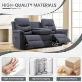Consofa Reclining Sofa, Recliner Sofa 3 Seater with Flipped Middle Backrest, 2 Cup Holders, Manual Wall Hugger Couches for Living Room, Home Theater Seating Loveseat Recliner Sofa Consofa