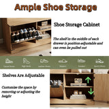 Maupvit 67" Entry Way Coat and Shoe Rack, 5-in-1 Hall Tree with Bench and Shoe Storage, Adjustable LED Sensor Light, Wood Coat Tree with Seat Stool & Hooks for Hallway, Mudroom, Light Walnut Maupvit