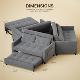 Gizoon 3-in-1 Convertible Sofa Bed, 52" Loveseat Sleeper with Pull Out Couch, Linen Fabric Futon Sofa Bed, Small Sleeper Sofa Cama with Pillows & Pockets for Living Room & Apartment, Dark Grey Gizoon