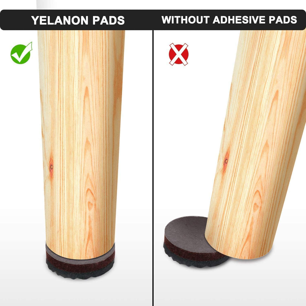Yelanon Non Slip Furniture Pads -56 pcs（1+2）” Furniture Grippers, Non Skid Furniture Legs,Self Adhesive Rubber Furniture Feet, Anti Slide Furniture Hardwood Floor Protector for Keep Couch Stoppers Yelanon