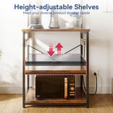 Casaottima Bakers Rack with Power Outlet & LED Lights, Coffee Bar with Storage 5-Tiers, Microwave Stand Kitchen Shelf 16.5 * 23.6 * 59 inches, Kitchen Coffee Rack, Rustic Brown Casaottima