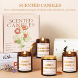 4 Pack Scented Candles Set, 28oz Wood Wick Aromatherapy Candles for Home Scented, Candles for Women Men, Birthday Gifts for Women, Soy Candles Gift for Anniversary, Valentine, Mother's Day Yinuo Candle