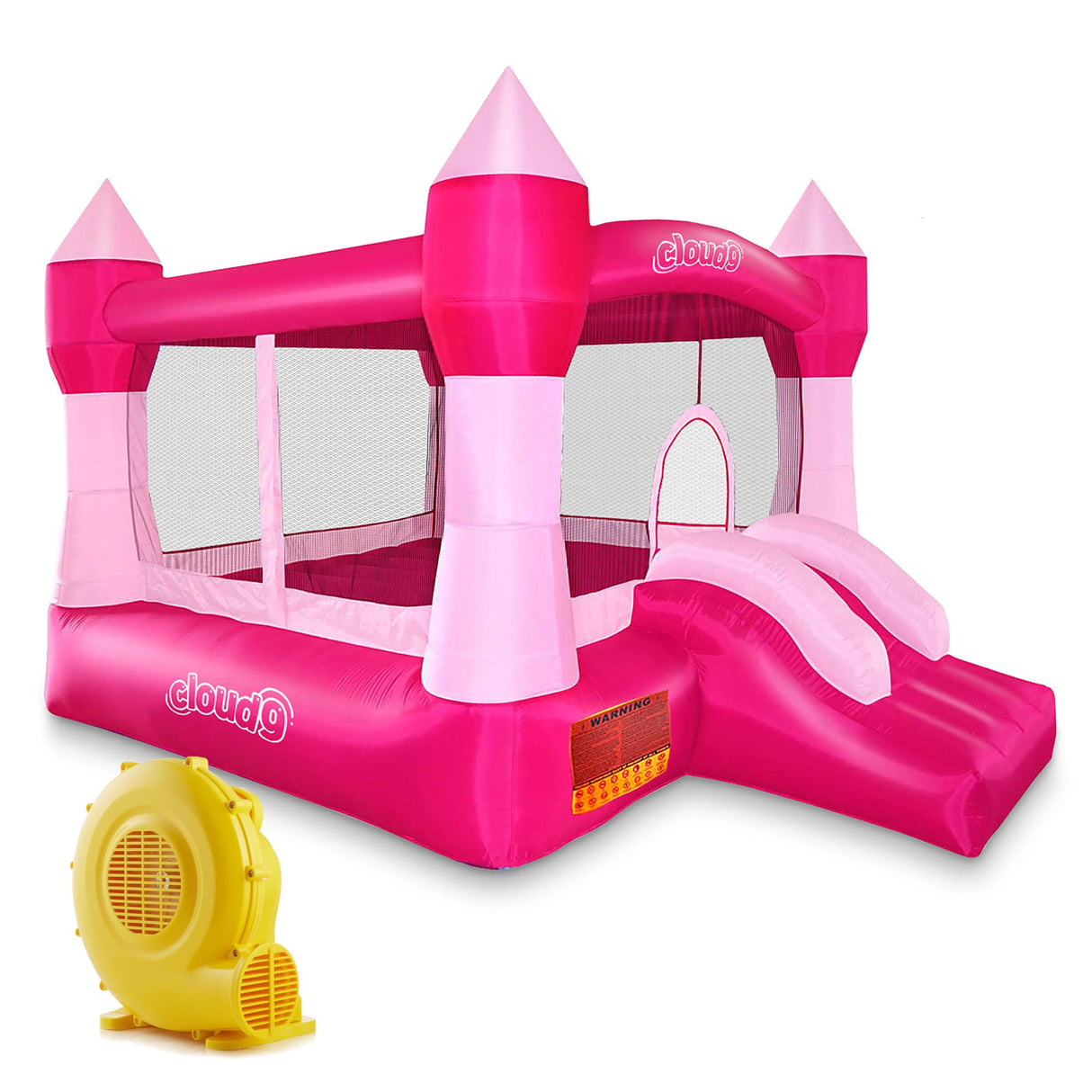 Cloud 9 Princess Bounce House with Blower, Pink Castle Inflatable Bouncer for Kids, Includes Stakes and Repair Patches Cloud 9